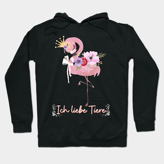 Flamingo Liebe Tiere Prinzessin Blumen Süß.png Hoodie by Maggini Art